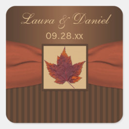 PRINTED RIBBON Autumn Leaf 1.5インチのステッ結婚カー スクエアシール