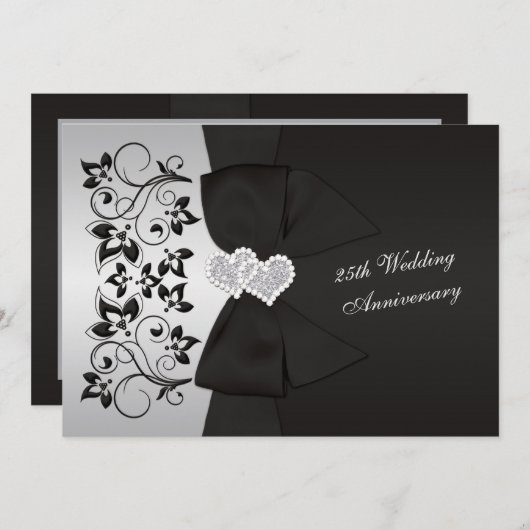 PRINTED RIBBON Black, Silver 25th Anniversary 招待状 (正面/裏面)