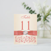 PRINTED RIBBON Coral、シャンパンテーブル番号 ポストカード (スタンド正面)