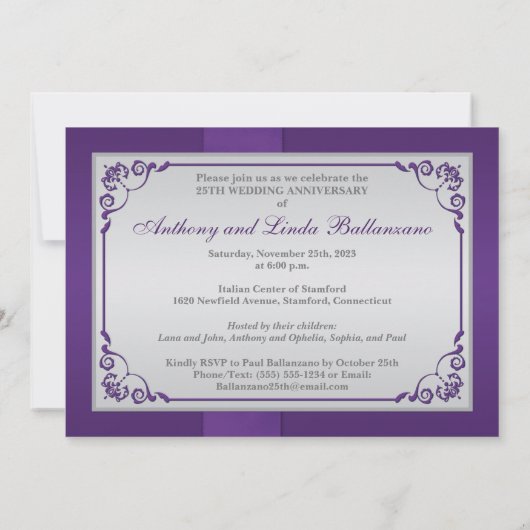 PRINTED RIBBON PURPLE, Silver 25th Anniversary 招待状 (裏面)