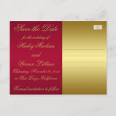 PRINTED RIBBON Red、金ゴールド日付カードの保存 案内ポストカード (裏面)