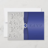 PRINTED RIBBON Silver and Navy RSVPカード (正面)