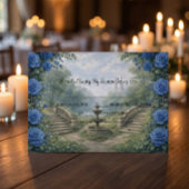 Printed Watercolor Castle Garden Fountain 出欠カード