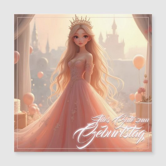 Prinzessin Geburtstagskarte in Rosa (正面)