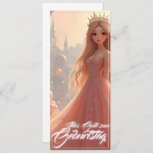 Prinzessin Geburtstagskarte in Rosa (正面/裏面)