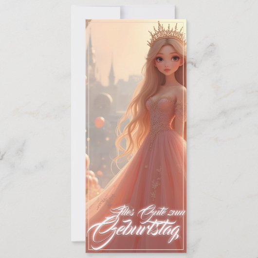 Prinzessin Geburtstagskarte in Rosa (正面)