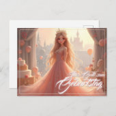Prinzessin Geburtstagskarte in Rosa シーズンポストカード (正面/裏面)