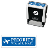 PRIORITY VIA AIR MAIL 飛行機 airplane セルフインキングスタンプ (インサイチュ)