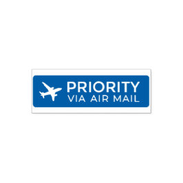 PRIORITY VIA AIR MAIL 飛行機 airplane セルフインキングスタンプ