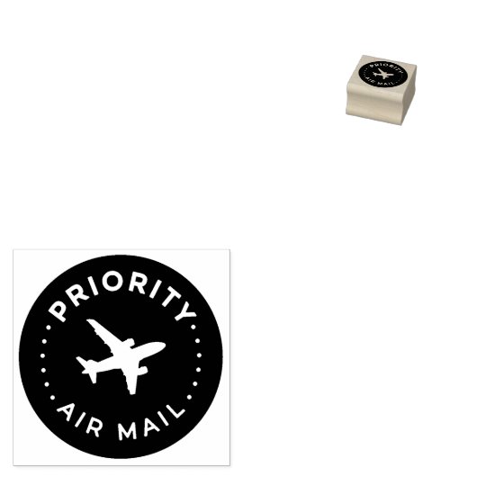 PRIORITY VIA AIR MAIL 飛行機 airplane ラバースタンプ (押印)