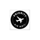 PRIORITY VIA AIR MAIL 飛行機 airplane ラバースタンプ (インプリント)