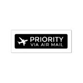 PRIORITY VIA AIR MAIL 飛行機 airplane ラバースタンプ (インプリント)