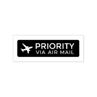 PRIORITY VIA AIR MAIL 飛行機 airplane ラバースタンプ