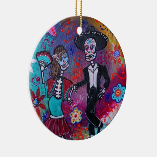 prisartsによるメキシコ人のBailarのマリアッチの踊りのカップル セラミックオーナメント (右)