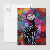 Prisarts著Dia de los Muertos Meow猫 ポストカード (正面/裏面)