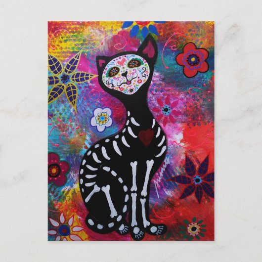 Prisarts著Dia de los Muertos Meow猫 ポストカード (正面)