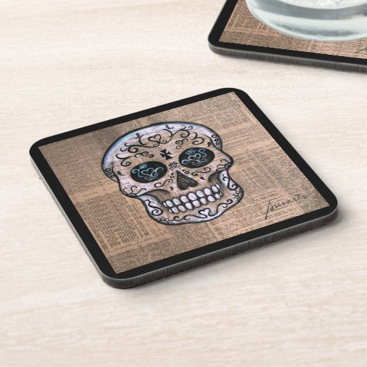 Prisarts Skull Dia de los Muertos Coasters コースター (左側)