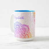 Prism Flower Mandala 15 oz. Personalized Mug ツートーンマグカップ (正面左)