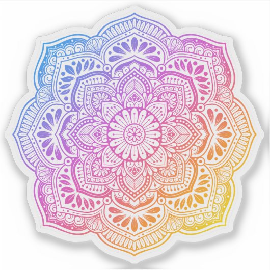 Prism Flower Mandala Custom-Cut Vinyl Sticker シール (正面)