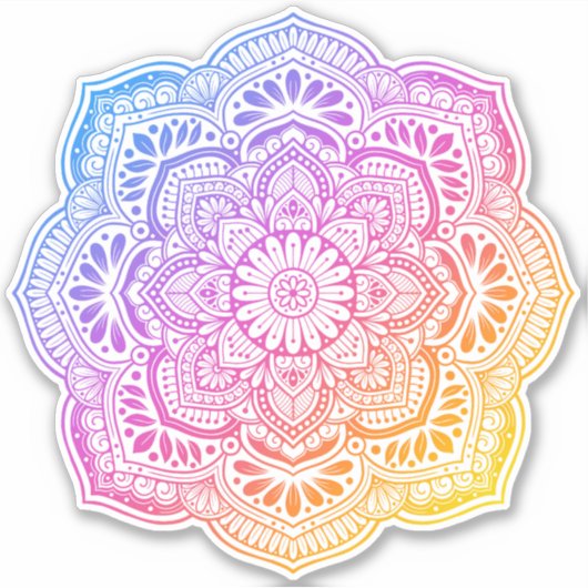 Prism Flower Mandala Custom-Cut Vinyl Sticker シール (正面)