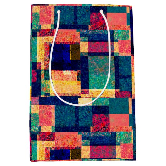 Prismatic Blocks – Modern Abstract Geometric ミディアムペーパーバッグ (正面)