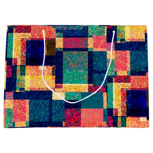 Prismatic Blocks – Modern Abstract Geometric ラージペーパーバッグ (正面)