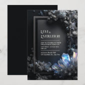 Prismatic Iridescent Crystal Moody Stone Frame 招待状 (正面/裏面)