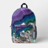 Prismatic Quartz Fusion Vibrant Crystal Design プリントバックパック (正面)