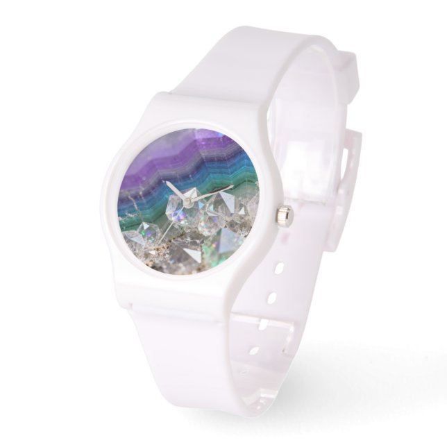 Prismatic Quartz Fusion Vibrant Crystal Design 腕時計 (傾斜)