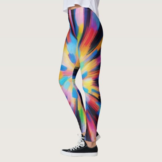 Prismatic Radiance: Abstract Sunburst Radio Waves  レギンス (左)