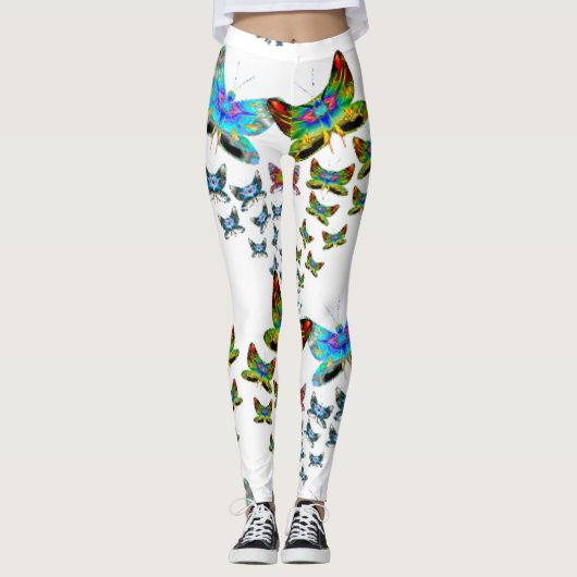 Prismatic Rainbow Butterfly Leggings レギンス (正面)