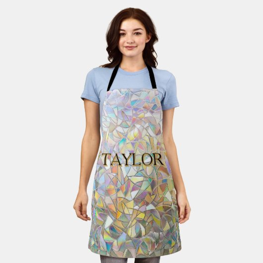 Prismatic Stained Glass Effect - Rainbow Prismatic エプロン (着用した状態)