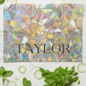 Prismatic Stained Glass Effect - Rainbow Prismatic キッチンタオル (折り畳み)