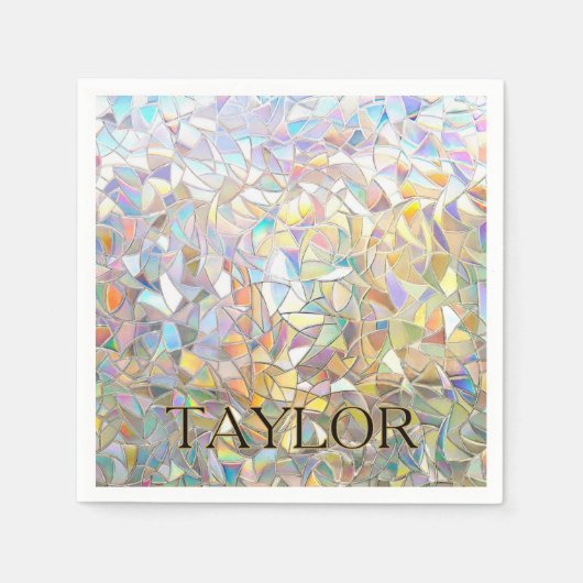 Prismatic Stained Glass Effect - Rainbow Prismatic スタンダードカクテルナプキン (正面)