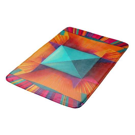 Prismatic Sunburst:Bold Abstract Geometric Diamond バスマット (アングル)