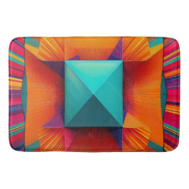Prismatic Sunburst:Bold Abstract Geometric Diamond バスマット