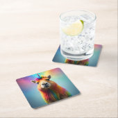 Prismhorn: The Rainbow Capybaraicorn スクエアペーパーコースター (インサイチュ)