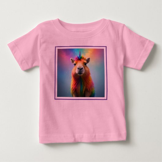 Prismhorn: The Rainbow Capybaraicorn ベビーTシャツ (正面)
