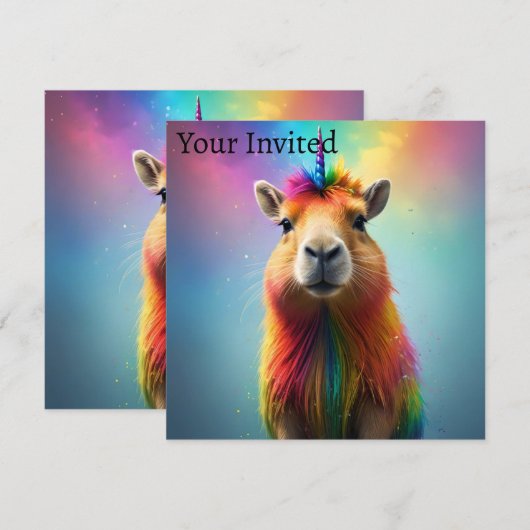 Prismhorn: The Rainbow Capybaraicorn 招待状 (正面/裏面)