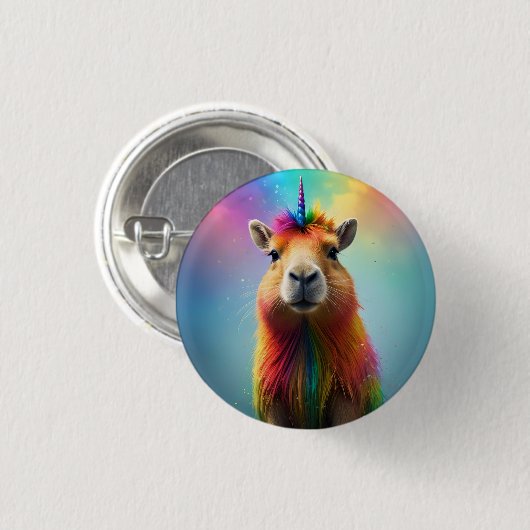 Prismhorn: The Rainbow Capybaraicorn 缶バッジ (正面&裏面)