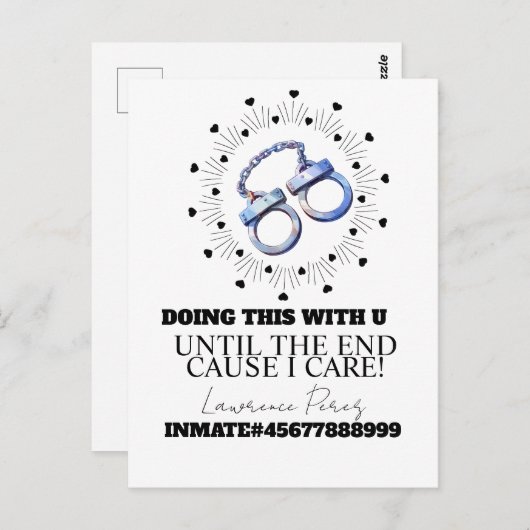 Prison Cards Long Distance Doing Time Cuffs ポストカード (正面/裏面)