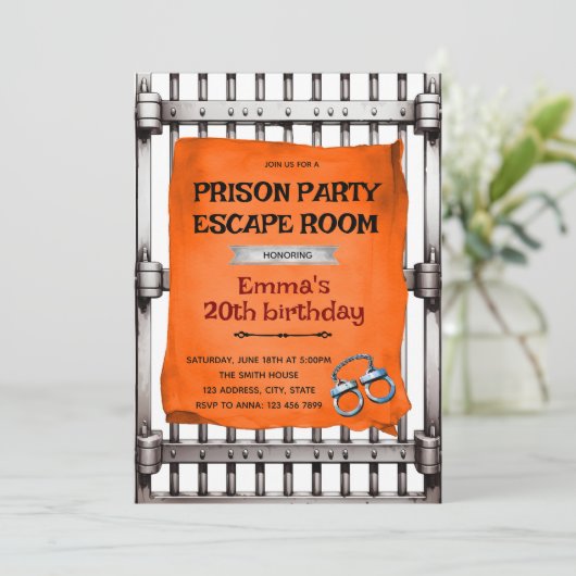 Prison escape room party Invitation 招待状 (スタンド正面)