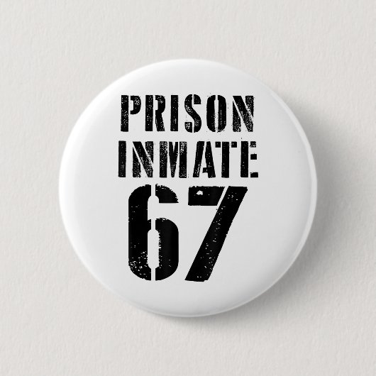 Prison Inmate 67 Halloween Meme Costume Jail Priso 缶バッジ (正面)
