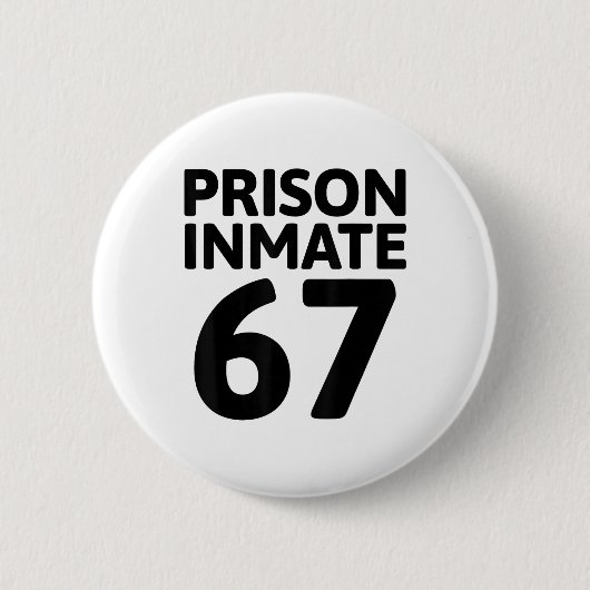 Prison Inmate 67 Halloween Meme Costume Jail Priso 缶バッジ (正面)
