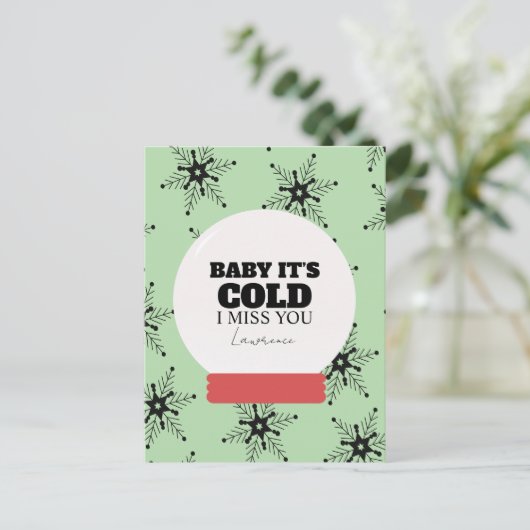 Prison Long Distance Winter Christmas Snowglobe  ポストカード (スタンド正面)