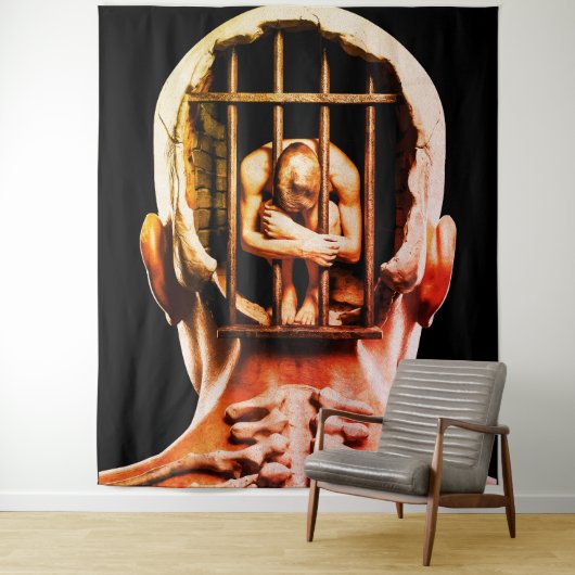 Prison of the Mind – Surreal Conceptual Wall Art  タペストリー (インサイチュ)
