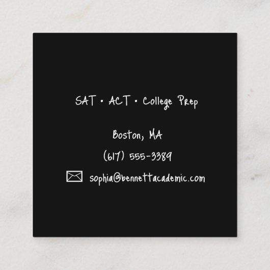 Private Academic Coach Professional スクエア名刺 (裏面)