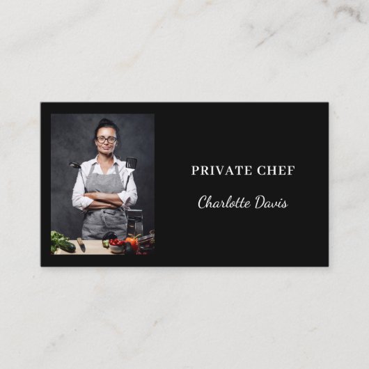 Private chef black white photo catering QR code 名刺 (正面)