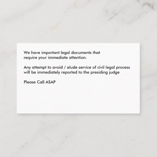 Private Investigator Process Server名刺 名刺 (裏面)