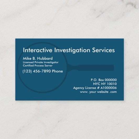Private Investigator Process Server名刺 名刺 (正面)